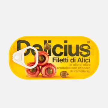 Rolled Anchovy Fillets with Pantelleria Capers in Olive Oil — 46 g (1.6 oz)