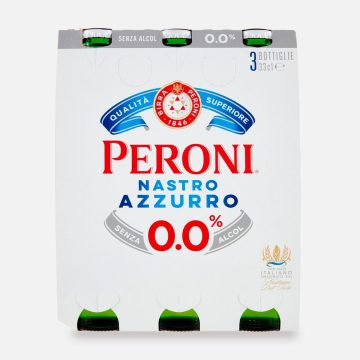 Peroni Nastro Azzurro 0.0% – Non-Alcoholic Italian Lager (3x33 cl) — 3 × 330 ml (11.2 fl oz)