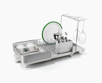 Extend™ Steel Plus Expandable Stone Dish Drainer with Wine Glass Rack