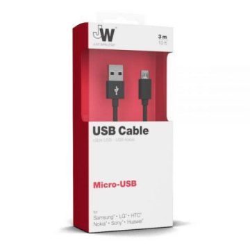 Just Wireless Micro USB Charge & Sync Cable - 3m - Black