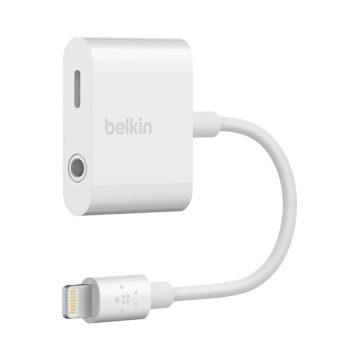 Belkin 3.5mm RockStar Lightning Charger and AUX Port 4" - White